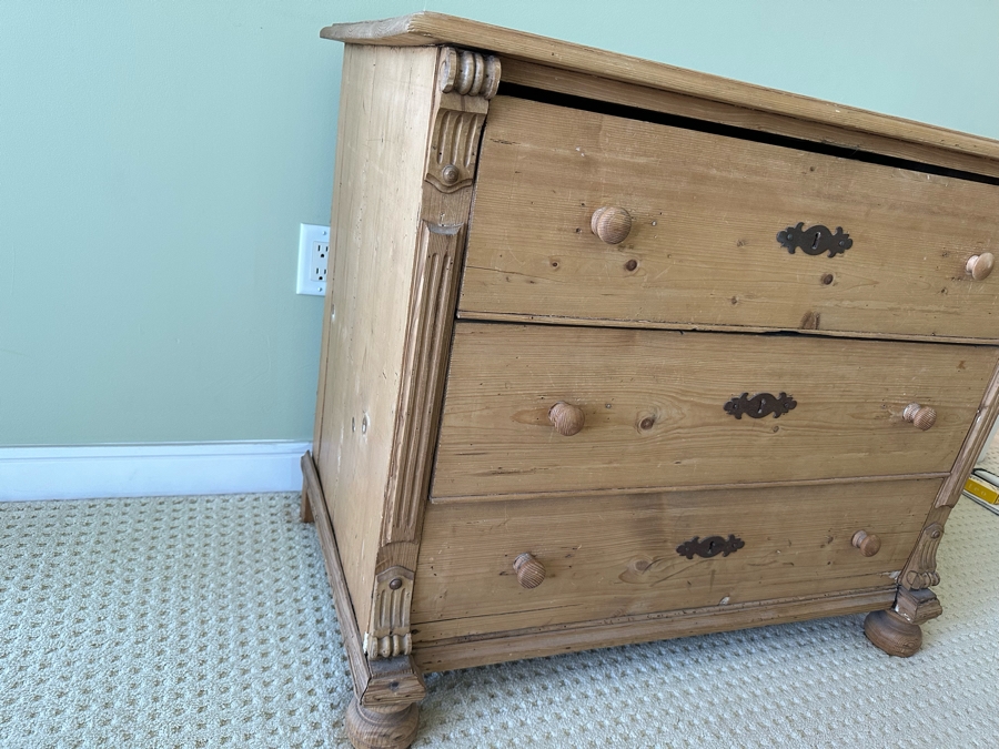 Antique Pine Chest Of Drawers Dresser 40W X 21D X 32H [Photo 4]