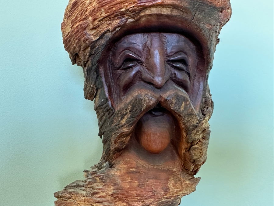 Hand Carved Tree Branch Wall Sculpture Of Man Signed Wells 6W X 4.5D X 16H [Photo 4]