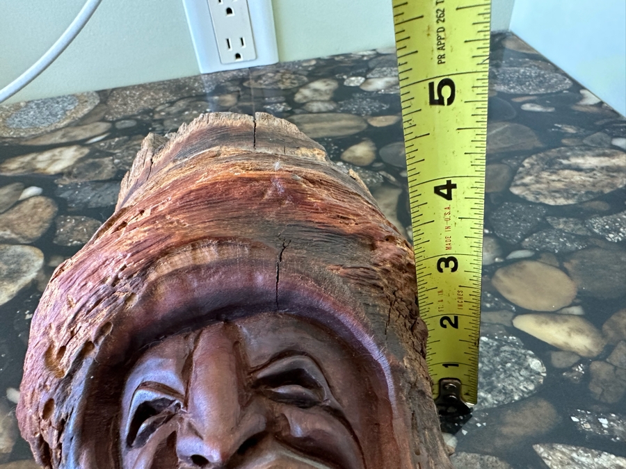 Hand Carved Tree Branch Wall Sculpture Of Man Signed Wells 6W X 4.5D X 16H [Photo 7]