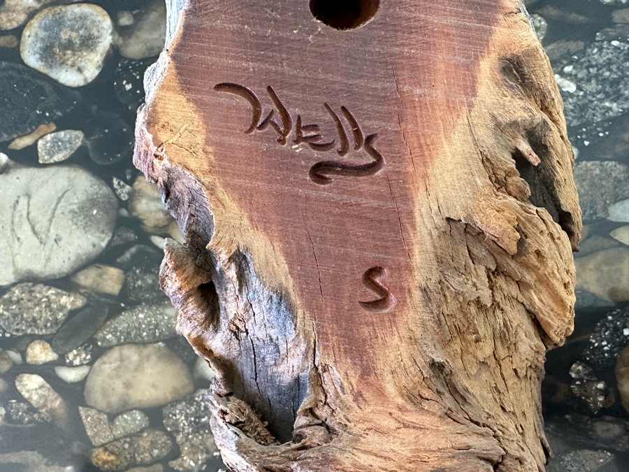 Hand Carved Tree Branch Wall Sculpture Of Man Signed Wells 6W X 4.5D X 16H [Photo 2]