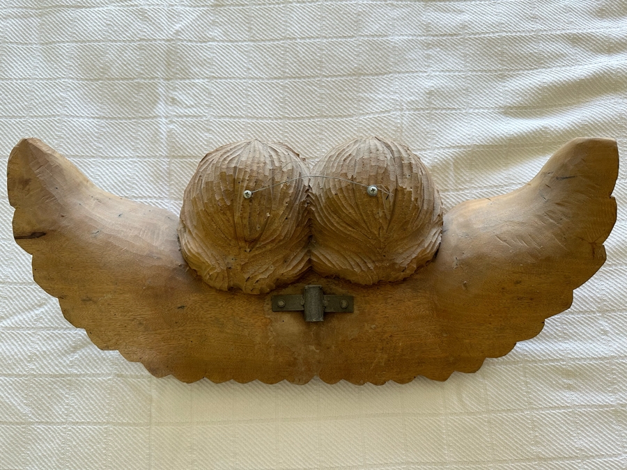 Vintage Hand Carved Figurative Sculpture Of Angels Cherubs Heads Wall Plaque 25W X 6D X 11H [Photo 13]