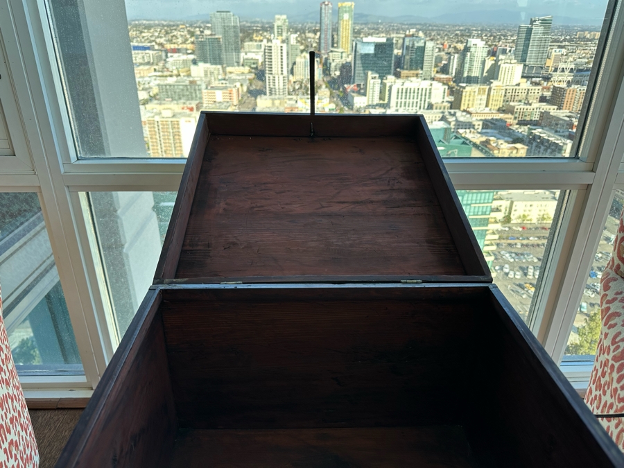 Vintage Chinese Wooden Campaign Chest With Metal Ornamentation On Metal Stand 18.5W X 18D X 25.5H [Photo 6]