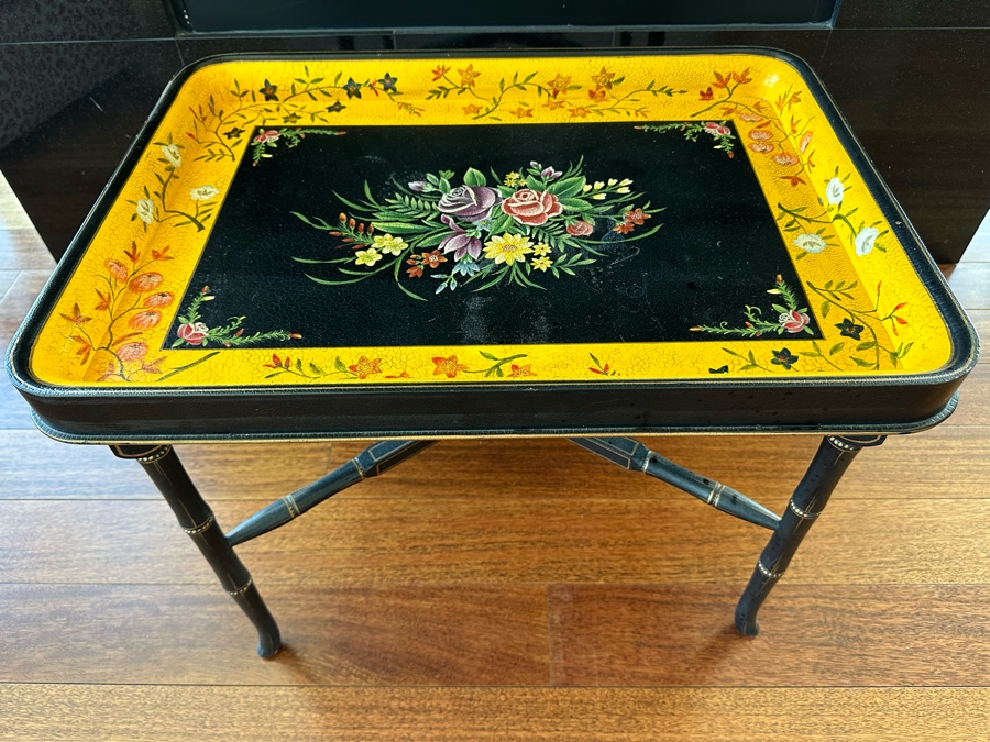 Painted Tray With Wooden Stand By Sarreid, Ltd [Photo 3]