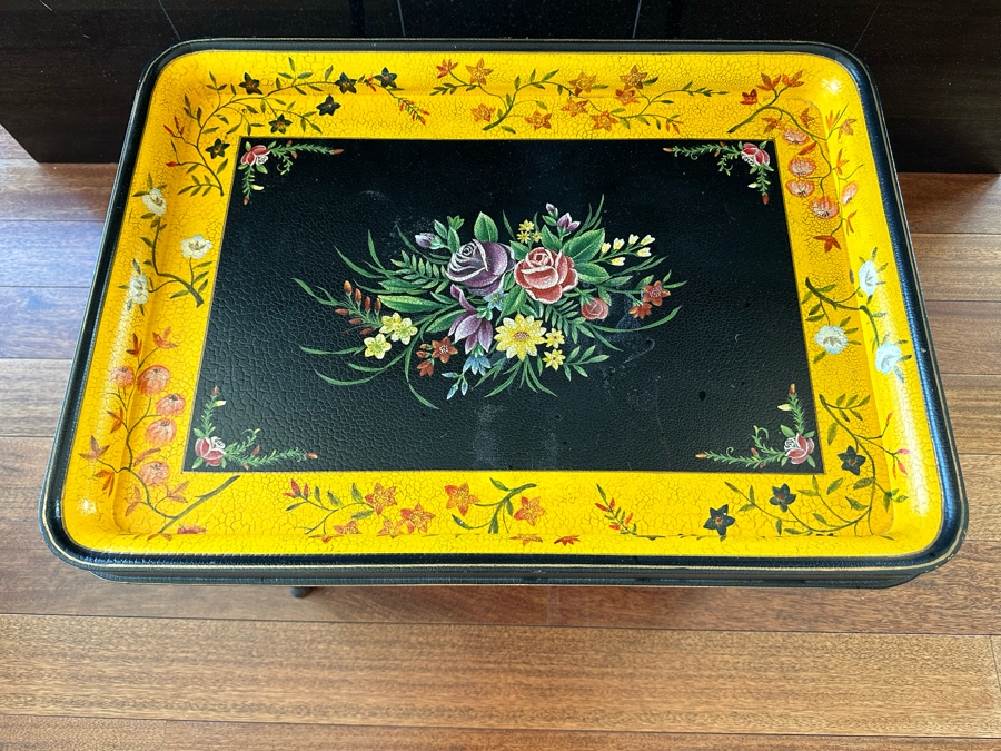 Painted Tray With Wooden Stand By Sarreid, Ltd [Photo 2]
