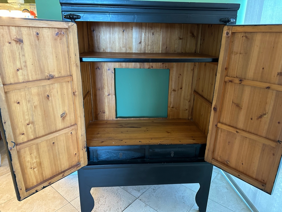 Chinoisere Black Wooden Cabinet Armoire 43.5W X 23.5D X 67H [Photo 2]