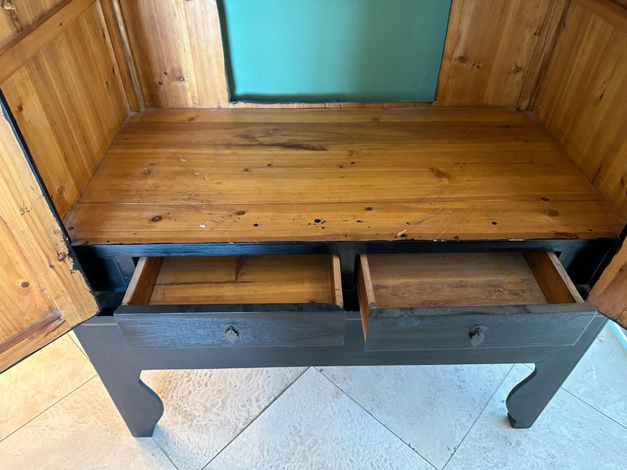 Chinoisere Black Wooden Cabinet Armoire 43.5W X 23.5D X 67H [Photo 7]