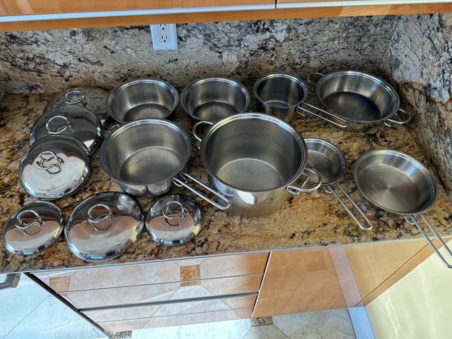 Tacisio Zani for Serafino Zani Karen Collection Italian Stainless Steel 18 Cookware Pots With Special Termodiffuser Bottom [Photo 3]