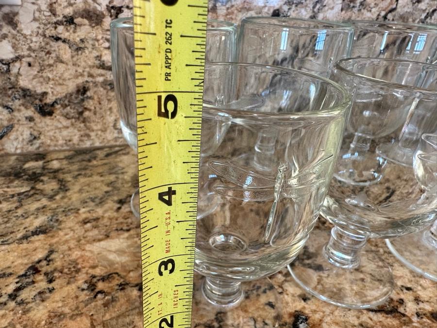 (10) La Rochere France Footed Glasses With Dragonfly Design 4 3/4H [Photo 8]