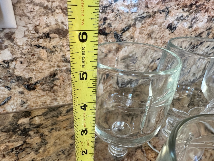 (10) La Rochere France Footed Glasses With Dragonfly Design 4 3/4H [Photo 9]
