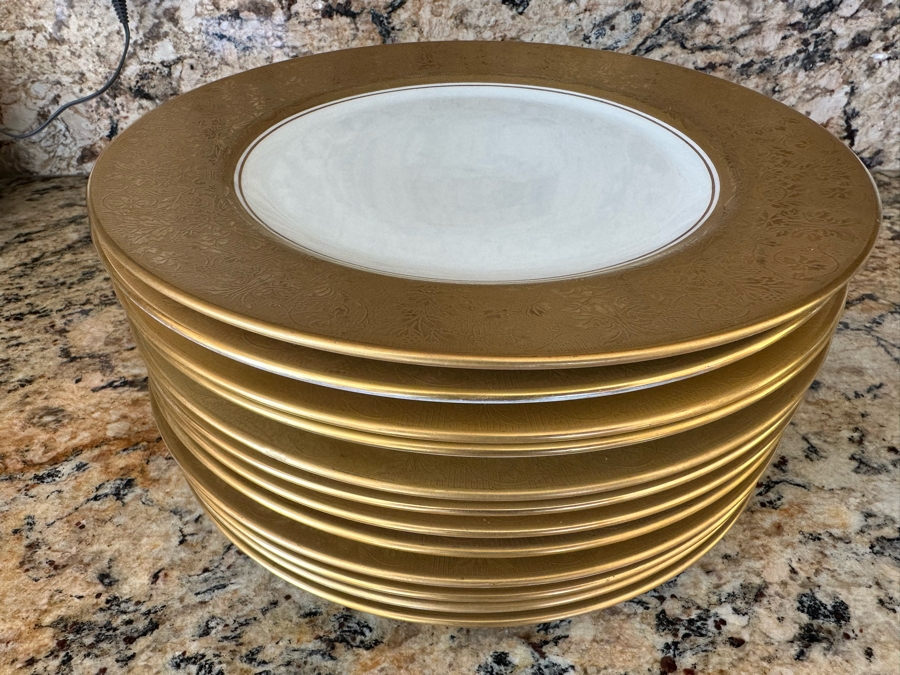 (12) Rosenthal Bavaria Dinner Plates Gold Trim 10 3/4R [Photo 1]