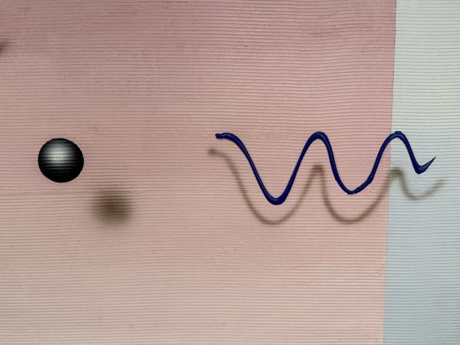 William Anton (20th Century, NYC) Original Modernist Acrylic Painting On Canvas Titled 'Black Abstract Ball' 1984 New York Additionally Signed, Titled And Dated Verso For Evan Lurie 36 X 48 [Photo 3]