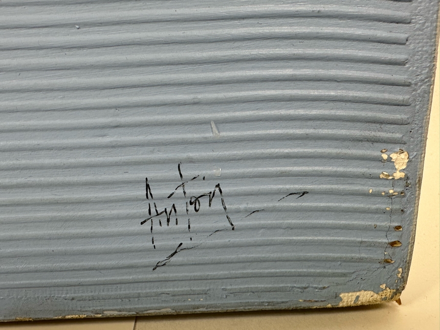 William Anton (20th Century, NYC) Original Modernist Acrylic Painting On Canvas Titled 'Black Abstract Ball' 1984 New York Additionally Signed, Titled And Dated Verso For Evan Lurie 36 X 48 [Photo 14]