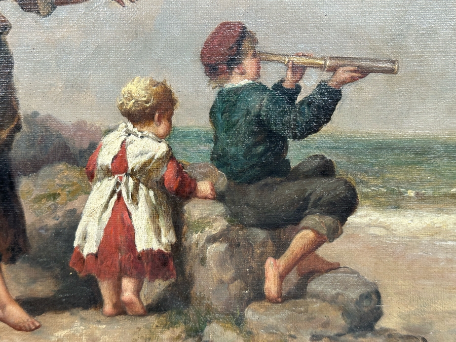 Frederick Gerald Kinnaird (d. 1881, United Kingdom) Original Antique Oil On Canvas Painting Signed F.G. Kinnaird 24 X 14 In Stunning Gilded Antique Frame 35 X 26 Estimate $1,000-$2,000 [Photo 10]