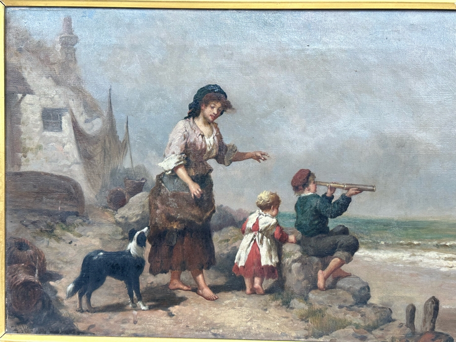 Frederick Gerald Kinnaird (d. 1881, United Kingdom) Original Antique Oil On Canvas Painting Signed F.G. Kinnaird 24 X 14 In Stunning Gilded Antique Frame 35 X 26 Estimate $1,000-$2,000 [Photo 8]