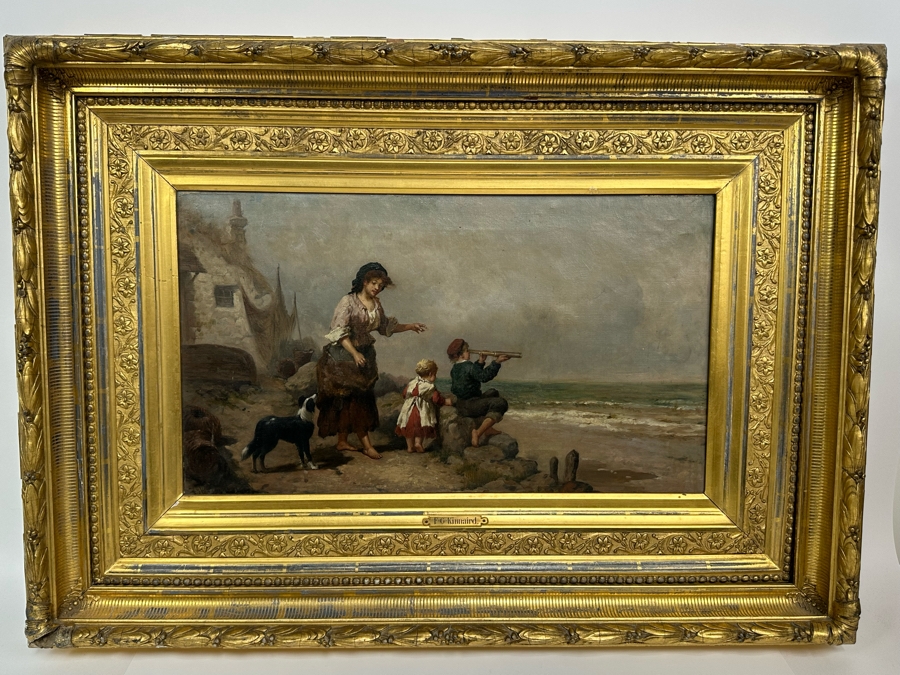 Frederick Gerald Kinnaird (d. 1881, United Kingdom) Original Antique Oil On Canvas Painting Signed F.G. Kinnaird 24 X 14 In Stunning Gilded Antique Frame 35 X 26 Estimate $1,000-$2,000 [Photo 3]