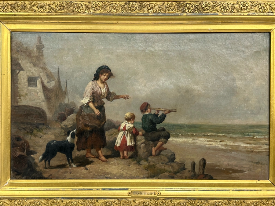 Frederick Gerald Kinnaird (d. 1881, United Kingdom) Original Antique Oil On Canvas Painting Signed F.G. Kinnaird 24 X 14 In Stunning Gilded Antique Frame 35 X 26 Estimate $1,000-$2,000 [Photo 6]