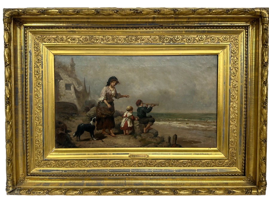 Frederick Gerald Kinnaird (d. 1881, United Kingdom) Original Antique Oil On Canvas Painting Signed F.G. Kinnaird 24 X 14 In Stunning Gilded Antique Frame 35 X 26 Estimate $1,000-$2,000