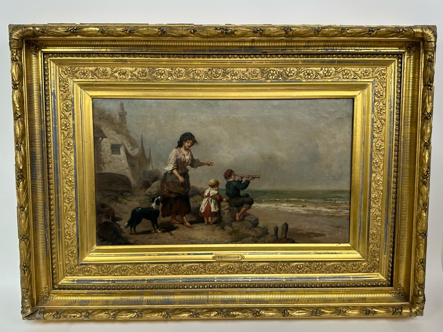 Frederick Gerald Kinnaird (d. 1881, United Kingdom) Original Antique Oil On Canvas Painting Signed F.G. Kinnaird 24 X 14 In Stunning Gilded Antique Frame 35 X 26 Estimate $1,000-$2,000 [Photo 2]