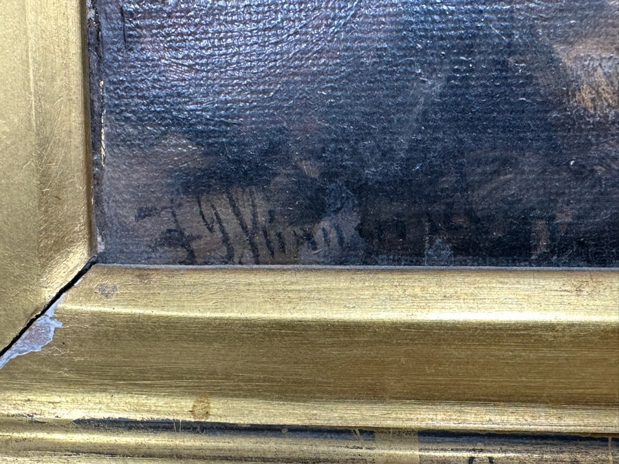 Frederick Gerald Kinnaird (d. 1881, United Kingdom) Original Antique Oil On Canvas Painting Signed F.G. Kinnaird 24 X 14 In Stunning Gilded Antique Frame 35 X 26 Estimate $1,000-$2,000 [Photo 14]