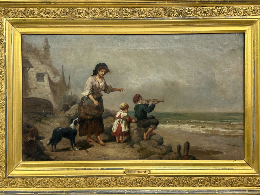 Frederick Gerald Kinnaird (d. 1881, United Kingdom) Original Antique Oil On Canvas Painting Signed F.G. Kinnaird 24 X 14 In Stunning Gilded Antique Frame 35 X 26 Estimate $1,000-$2,000 [Photo 5]