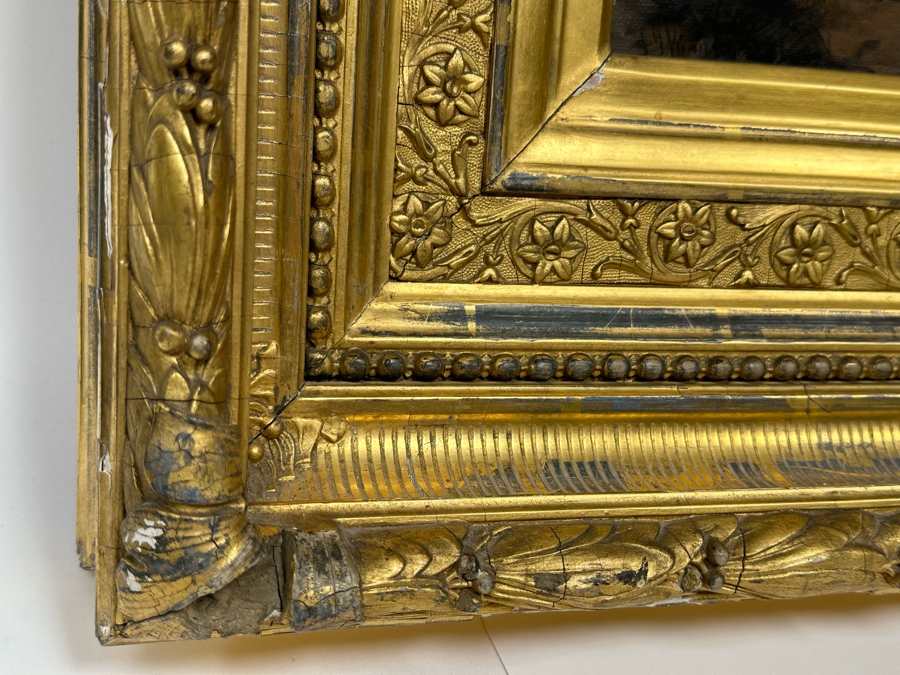 Frederick Gerald Kinnaird (d. 1881, United Kingdom) Original Antique Oil On Canvas Painting Signed F.G. Kinnaird 24 X 14 In Stunning Gilded Antique Frame 35 X 26 Estimate $1,000-$2,000 [Photo 19]
