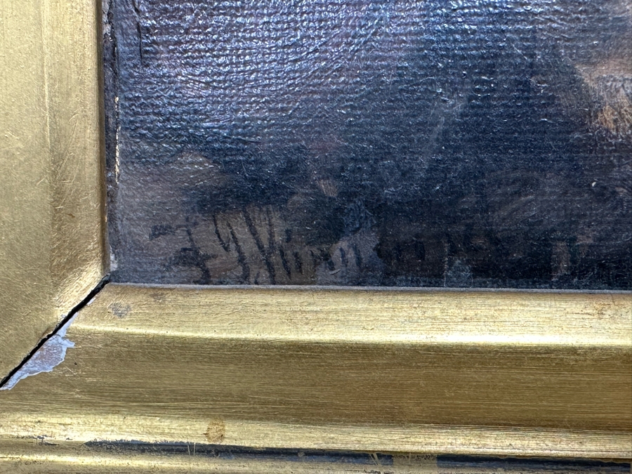 Frederick Gerald Kinnaird (d. 1881, United Kingdom) Original Antique Oil On Canvas Painting Signed F.G. Kinnaird 24 X 14 In Stunning Gilded Antique Frame 35 X 26 Estimate $1,000-$2,000 [Photo 16]