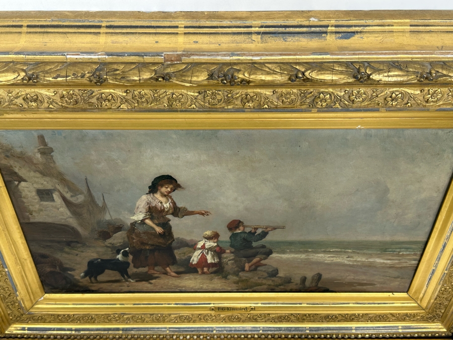 Frederick Gerald Kinnaird (d. 1881, United Kingdom) Original Antique Oil On Canvas Painting Signed F.G. Kinnaird 24 X 14 In Stunning Gilded Antique Frame 35 X 26 Estimate $1,000-$2,000 [Photo 20]