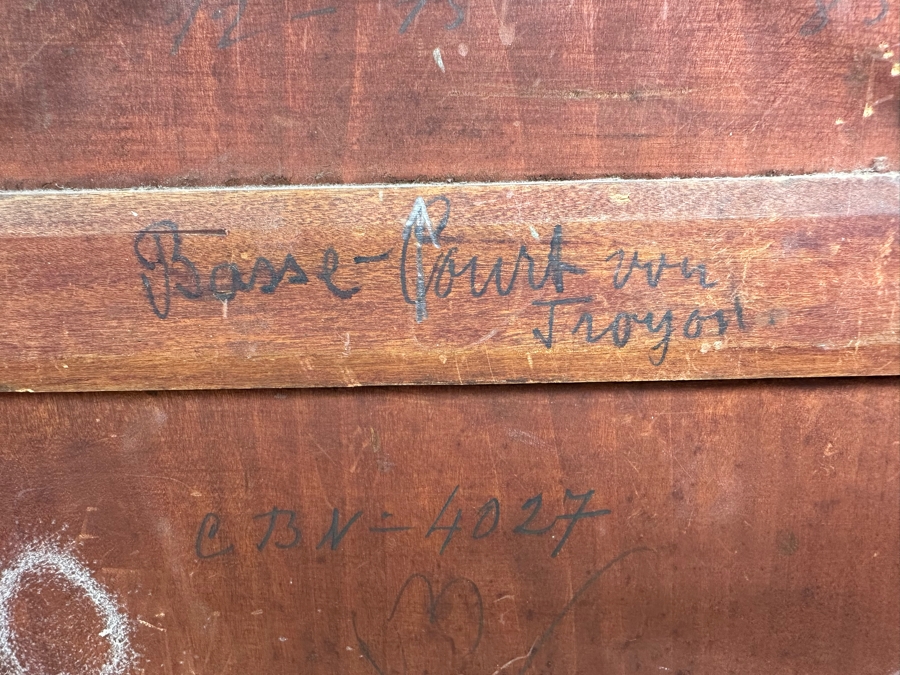 After Constant Troyon Original Painting Titled Chickens In Front Of A Farmhouse 12 X 15 In Antique Gilt Frame 19.5 X 23 Back Top Of Wooden Frame Has Illegible Writing (Signature?) Verso Reads Basse - Court Von Troyon [Photo 15]