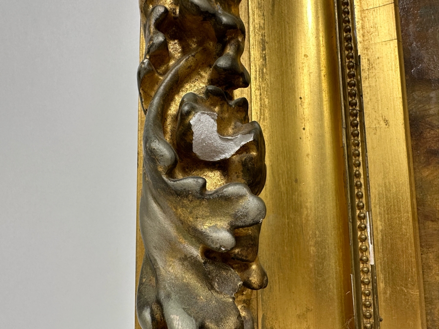 After Constant Troyon Original Painting Titled Chickens In Front Of A Farmhouse 12 X 15 In Antique Gilt Frame 19.5 X 23 Back Top Of Wooden Frame Has Illegible Writing (Signature?) Verso Reads Basse - Court Von Troyon [Photo 12]