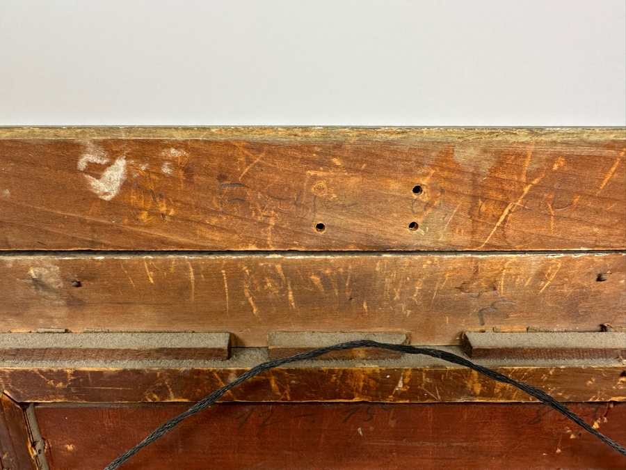 After Constant Troyon Original Painting Titled Chickens In Front Of A Farmhouse 12 X 15 In Antique Gilt Frame 19.5 X 23 Back Top Of Wooden Frame Has Illegible Writing (Signature?) Verso Reads Basse - Court Von Troyon [Photo 18]