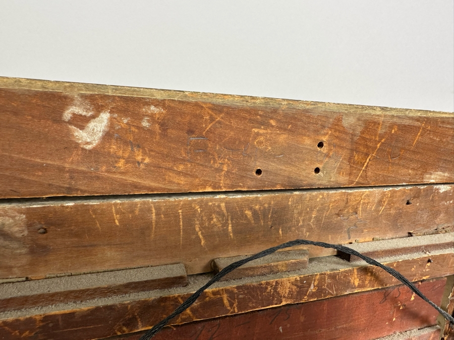 After Constant Troyon Original Painting Titled Chickens In Front Of A Farmhouse 12 X 15 In Antique Gilt Frame 19.5 X 23 Back Top Of Wooden Frame Has Illegible Writing (Signature?) Verso Reads Basse - Court Von Troyon [Photo 25]