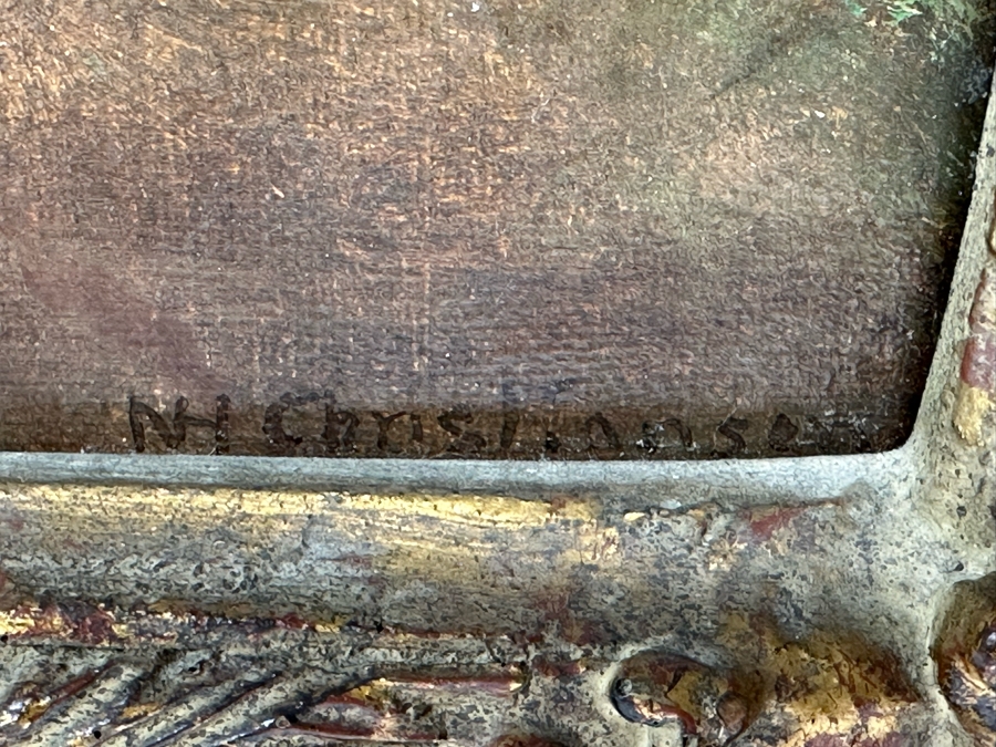 Nils Hans Christiansen (1850-1922, Denmark, Netherlands) Original Landscape Painting 12 X 24 In Antique Frame [Photo 11]