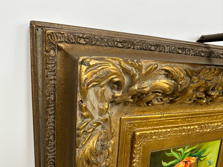 Original Still Life Painting Signed Rosen 7 X 9 In Gold Frame 22 X 24 With Light [Photo 16]