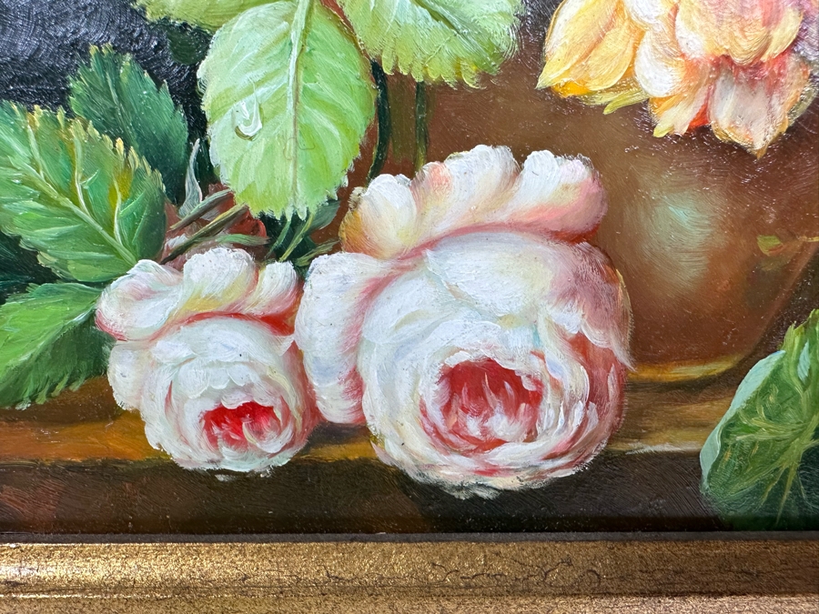 Original Still Life Painting Signed Rosen 7 X 9 In Gold Frame 22 X 24 With Light [Photo 9]