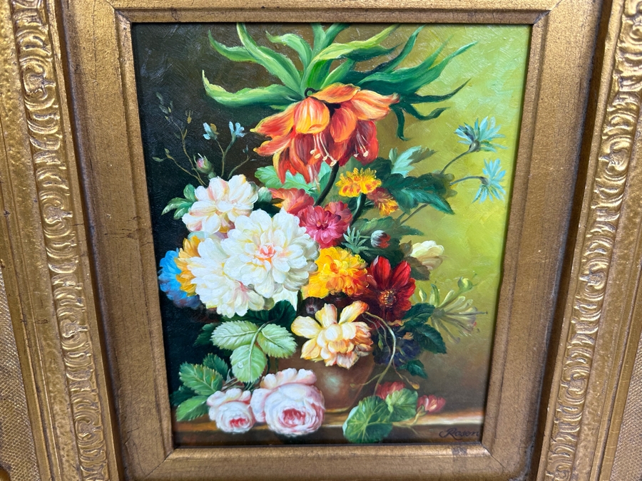 Original Still Life Painting Signed Rosen 7 X 9 In Gold Frame 22 X 24 With Light [Photo 3]