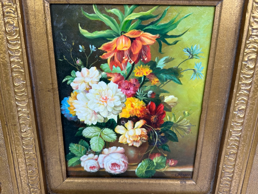 Original Still Life Painting Signed Rosen 7 X 9 In Gold Frame 22 X 24 With Light [Photo 4]