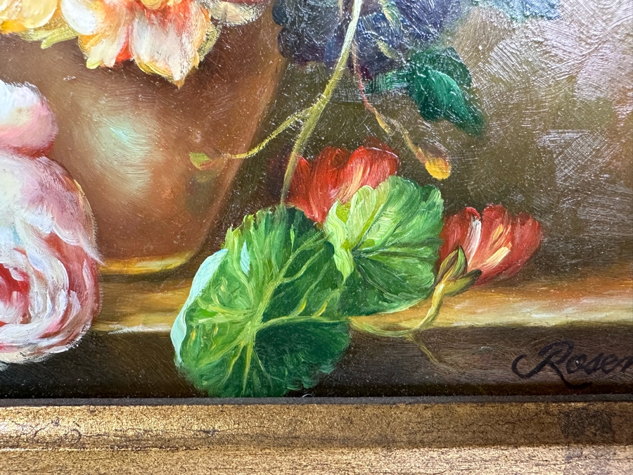 Original Still Life Painting Signed Rosen 7 X 9 In Gold Frame 22 X 24 With Light [Photo 8]