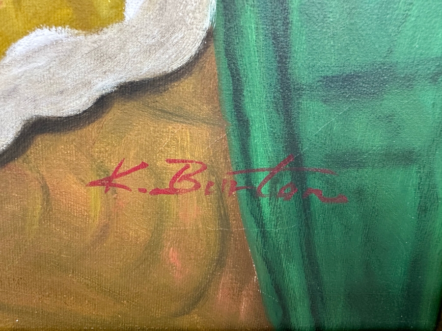 Original Painting After Fernando Botero 1989 Painting Titled 'Melancholy Man' Signed K. Burton 20 X 24 Framed 28.5 X 32.5 [Photo 6]