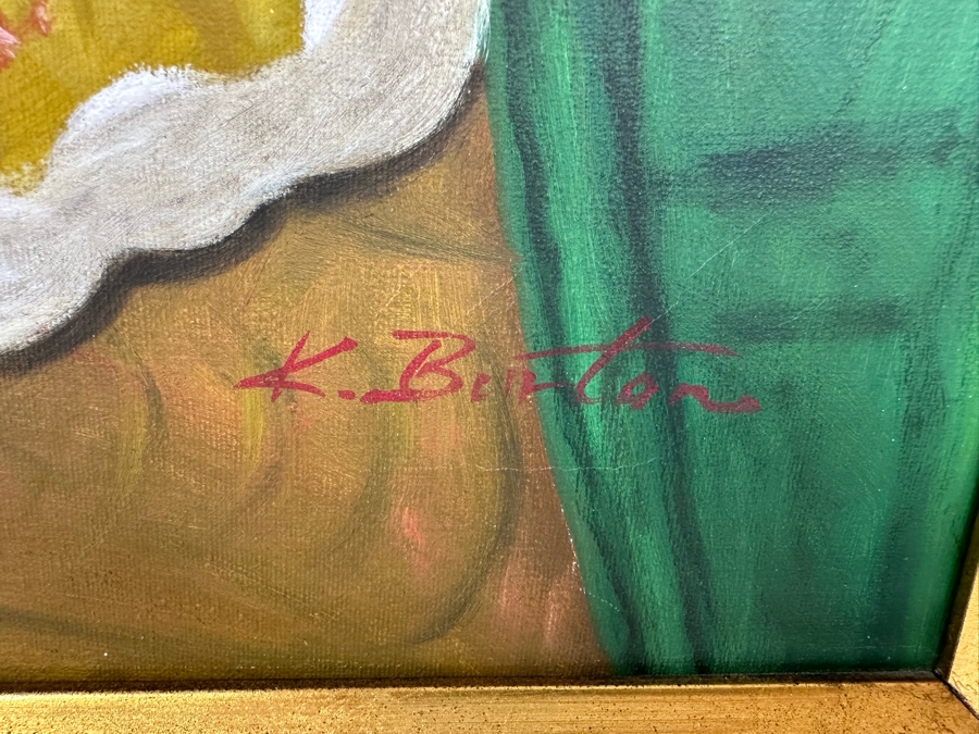 Original Painting After Fernando Botero 1989 Painting Titled 'Melancholy Man' Signed K. Burton 20 X 24 Framed 28.5 X 32.5 [Photo 5]