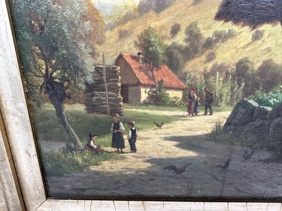 Victor Puhonny (1838-1909, Poland) Original Landscape Painting Signed V Puhonny 1885 12 X 16 In Antique Gilt Frame 23 X 27 [Photo 7]