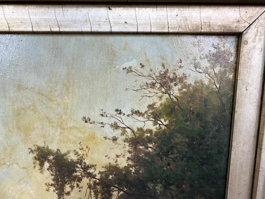 Victor Puhonny (1838-1909, Poland) Original Landscape Painting Signed V Puhonny 1885 12 X 16 In Antique Gilt Frame 23 X 27 [Photo 15]