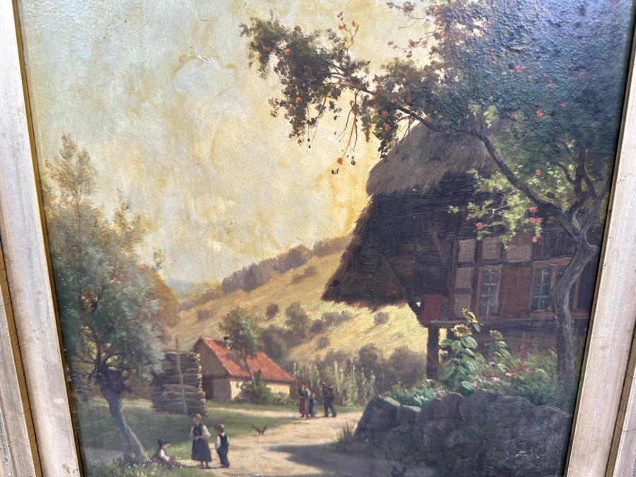 Victor Puhonny (1838-1909, Poland) Original Landscape Painting Signed V Puhonny 1885 12 X 16 In Antique Gilt Frame 23 X 27 [Photo 5]