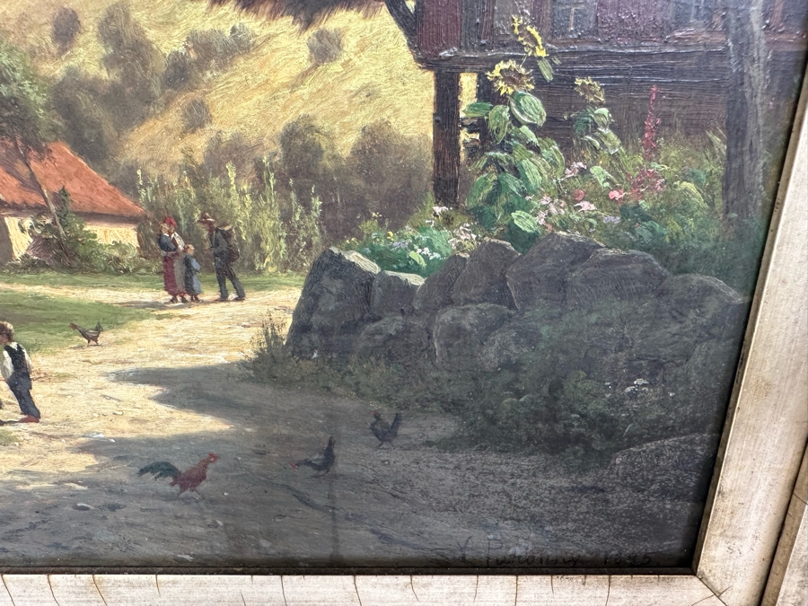 Victor Puhonny (1838-1909, Poland) Original Landscape Painting Signed V Puhonny 1885 12 X 16 In Antique Gilt Frame 23 X 27 [Photo 8]