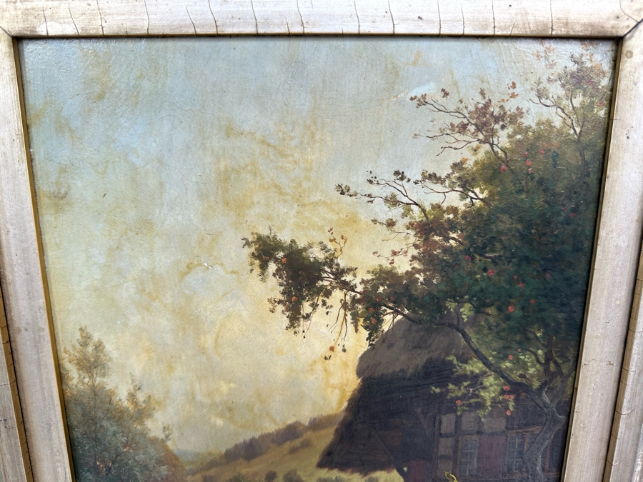 Victor Puhonny (1838-1909, Poland) Original Landscape Painting Signed V Puhonny 1885 12 X 16 In Antique Gilt Frame 23 X 27 [Photo 6]