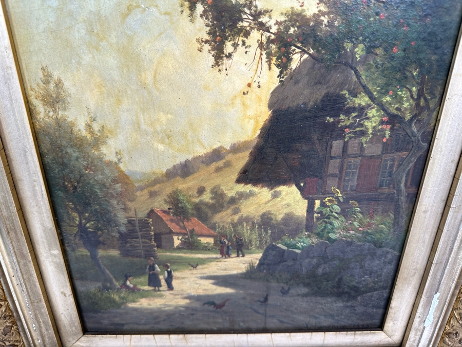 Victor Puhonny (1838-1909, Poland) Original Landscape Painting Signed V Puhonny 1885 12 X 16 In Antique Gilt Frame 23 X 27 [Photo 4]