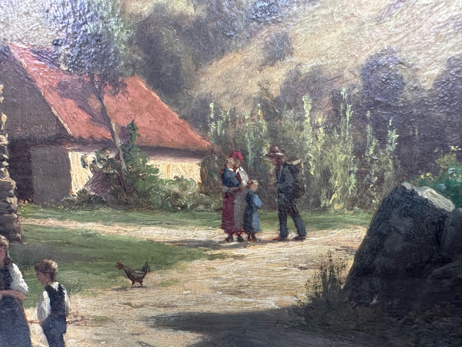 Victor Puhonny (1838-1909, Poland) Original Landscape Painting Signed V Puhonny 1885 12 X 16 In Antique Gilt Frame 23 X 27 [Photo 11]