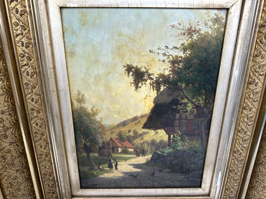 Victor Puhonny (1838-1909, Poland) Original Landscape Painting Signed V Puhonny 1885 12 X 16 In Antique Gilt Frame 23 X 27 [Photo 2]