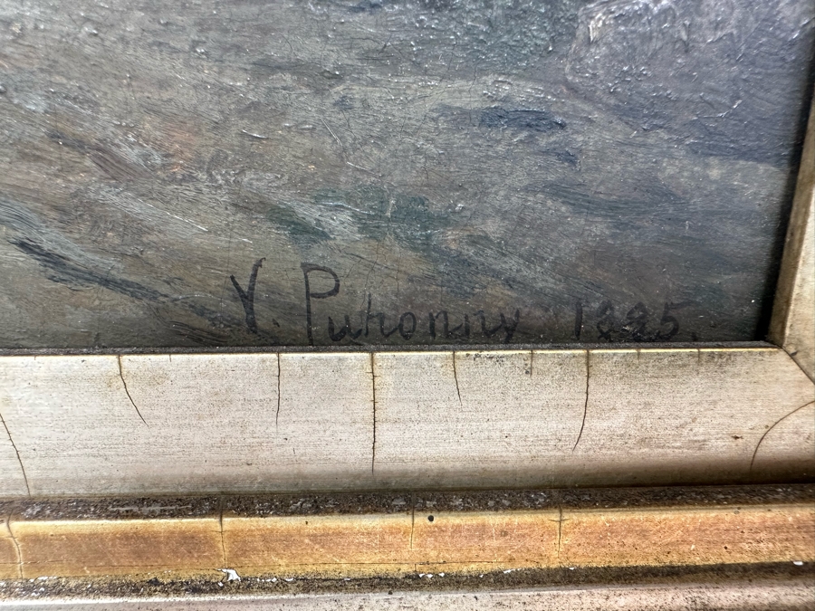 Victor Puhonny (1838-1909, Poland) Original Landscape Painting Signed V Puhonny 1885 12 X 16 In Antique Gilt Frame 23 X 27 [Photo 9]