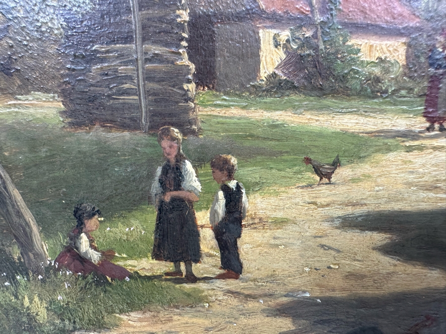 Victor Puhonny (1838-1909, Poland) Original Landscape Painting Signed V Puhonny 1885 12 X 16 In Antique Gilt Frame 23 X 27 [Photo 12]