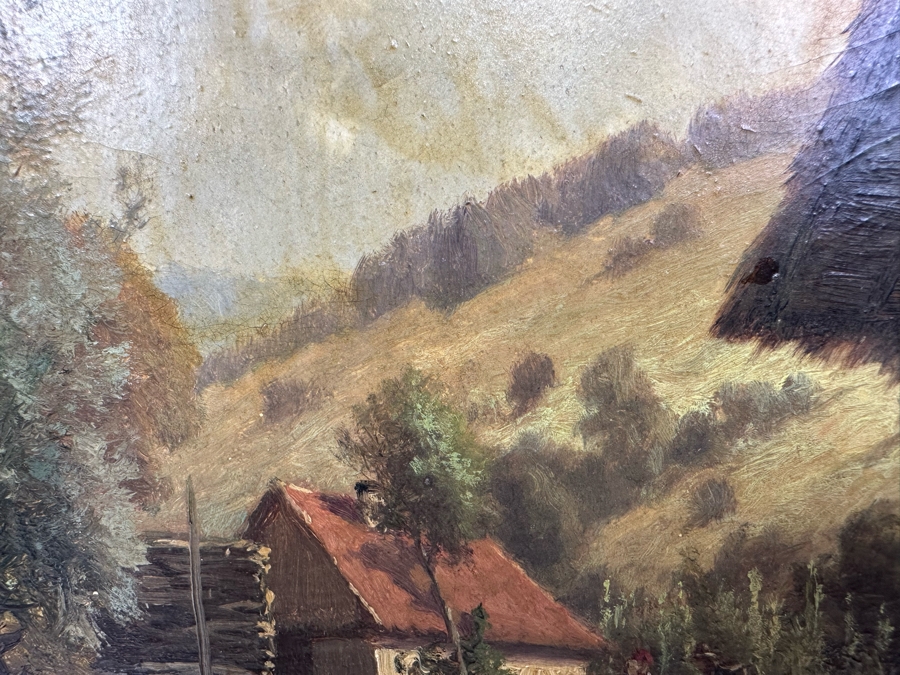 Victor Puhonny (1838-1909, Poland) Original Landscape Painting Signed V Puhonny 1885 12 X 16 In Antique Gilt Frame 23 X 27 [Photo 13]